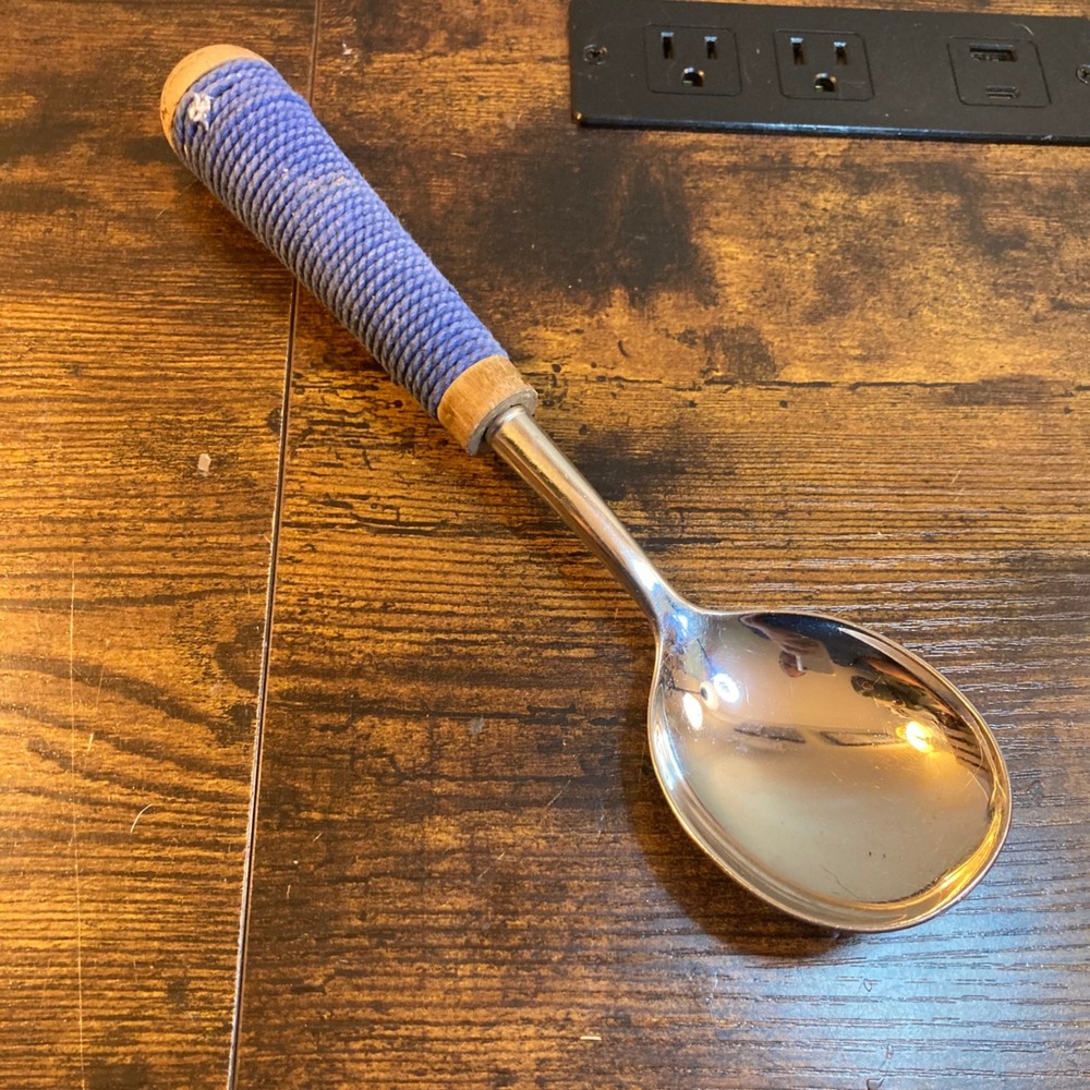 Serving Spoon Vintage Nautical Rope Blue Wrapped Wood Handle Ice Cream Scoop